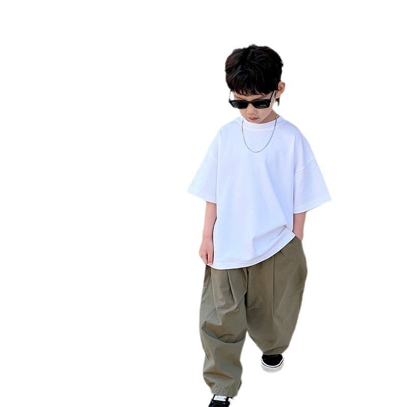 Children's Solid Color Round Neck Half Sleeve T-shirt Summer Clothes