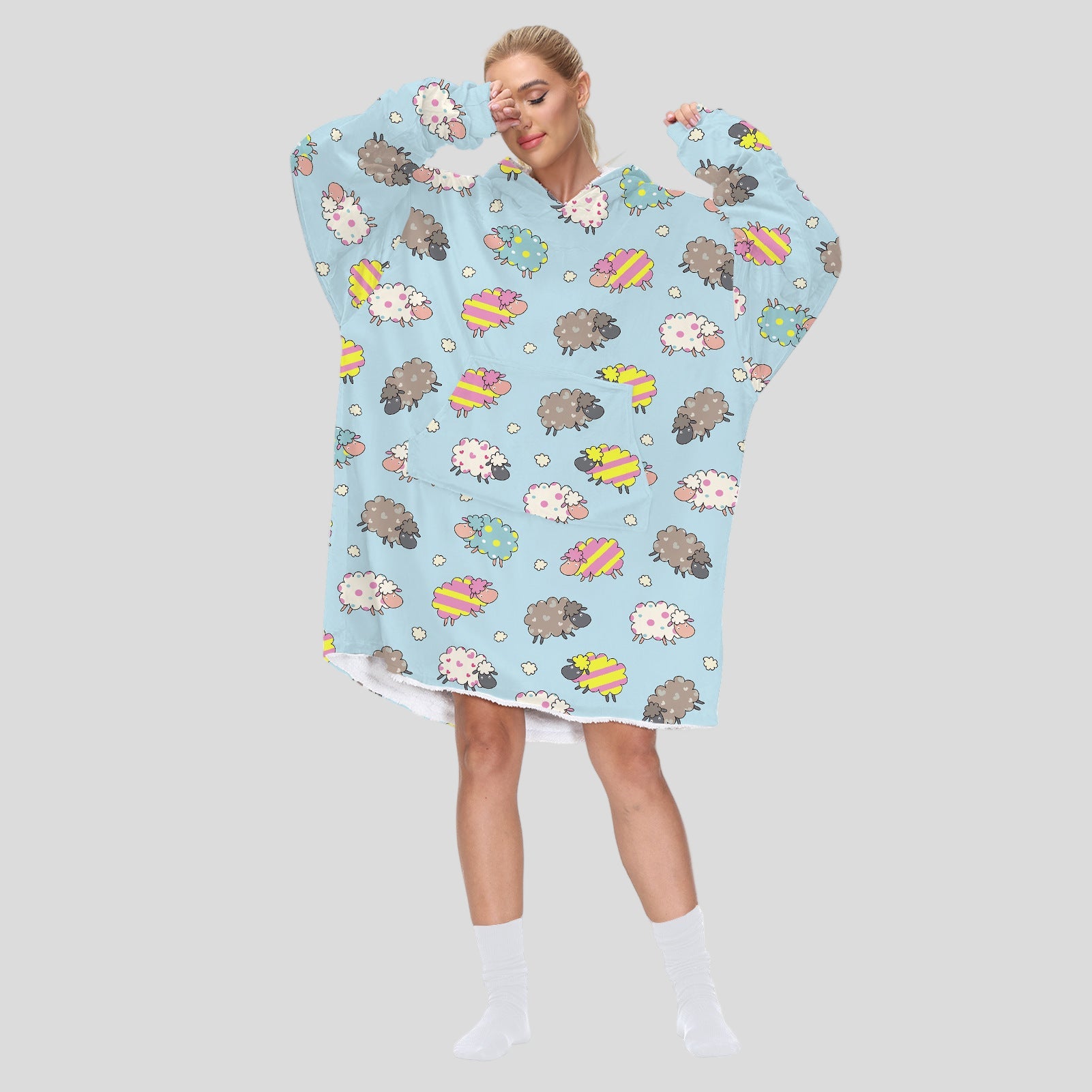 Digital Printing Couple Winter Home Wear Lamb Wool Blanket Sweater Wearable Blanket