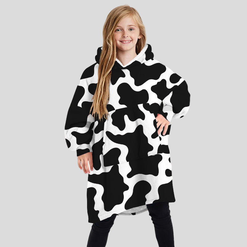 Children's Winter Home Blanket Double-sided Hoodie Pajams