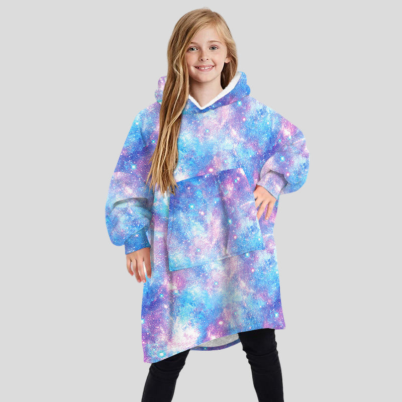Children's Winter Home Blanket Double-sided Hoodie Pajams