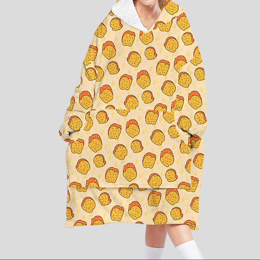 One-Size Flocking Cotton Fleece Wearable Blanket Home Service