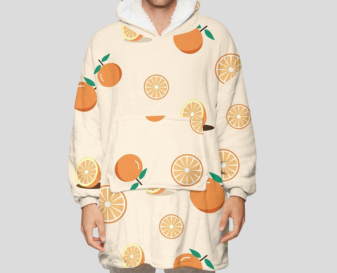 One-Size Flocking Cotton Fleece Wearable Blanket Home Service