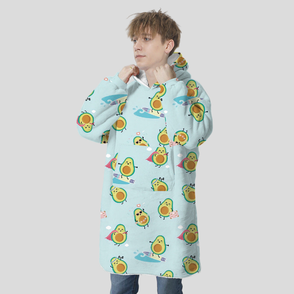 Digital Printing Couple Winter Home Wear Lamb Wool Blanket Sweater Wearable Blanket