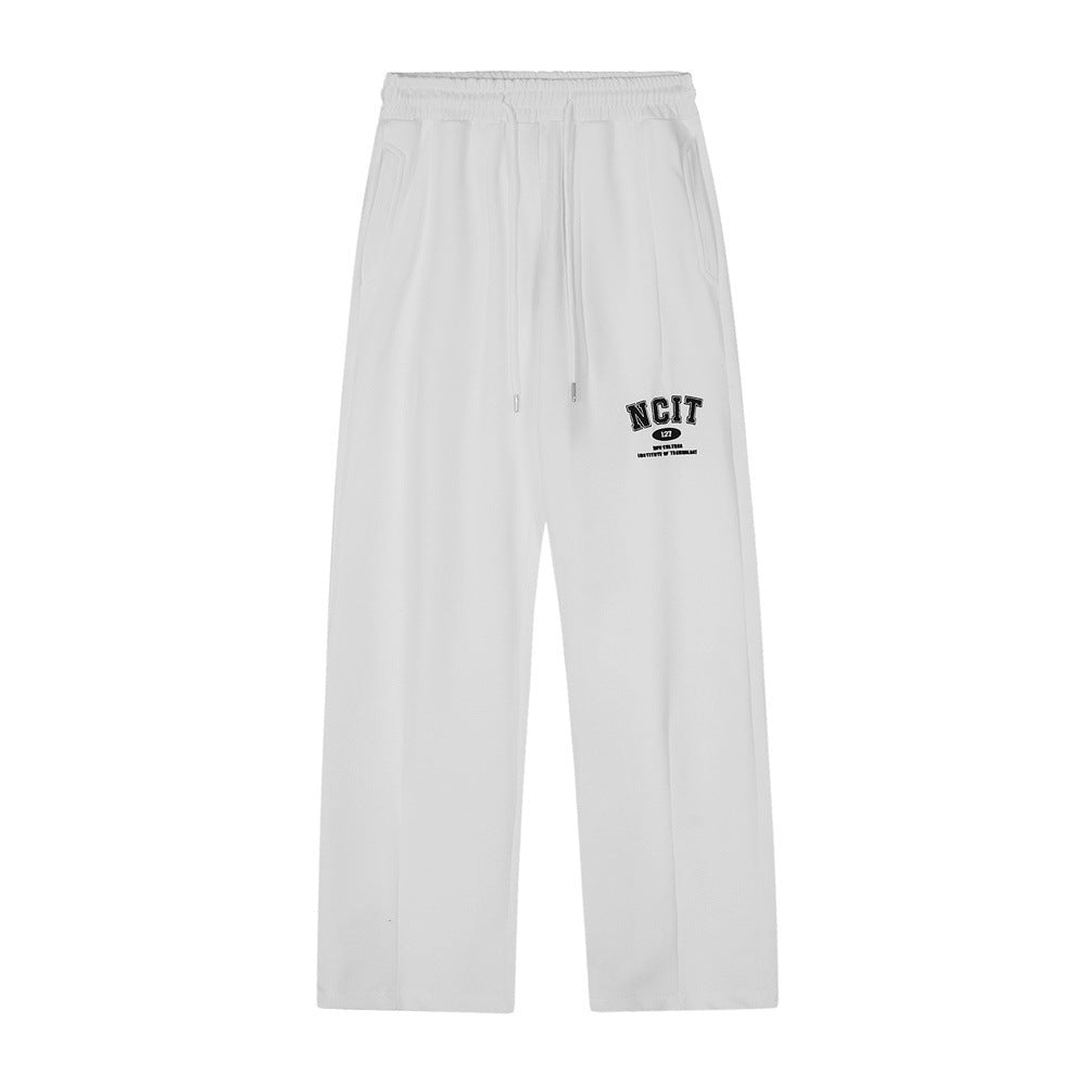 Letter Embroidery Sports Straight Sweatpants Men