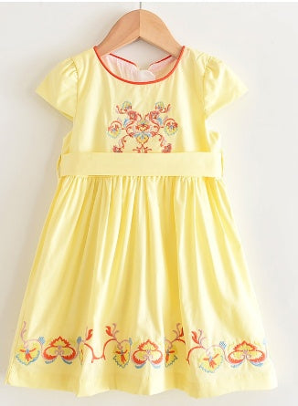 Girl's belted round-neck sleeveless dress