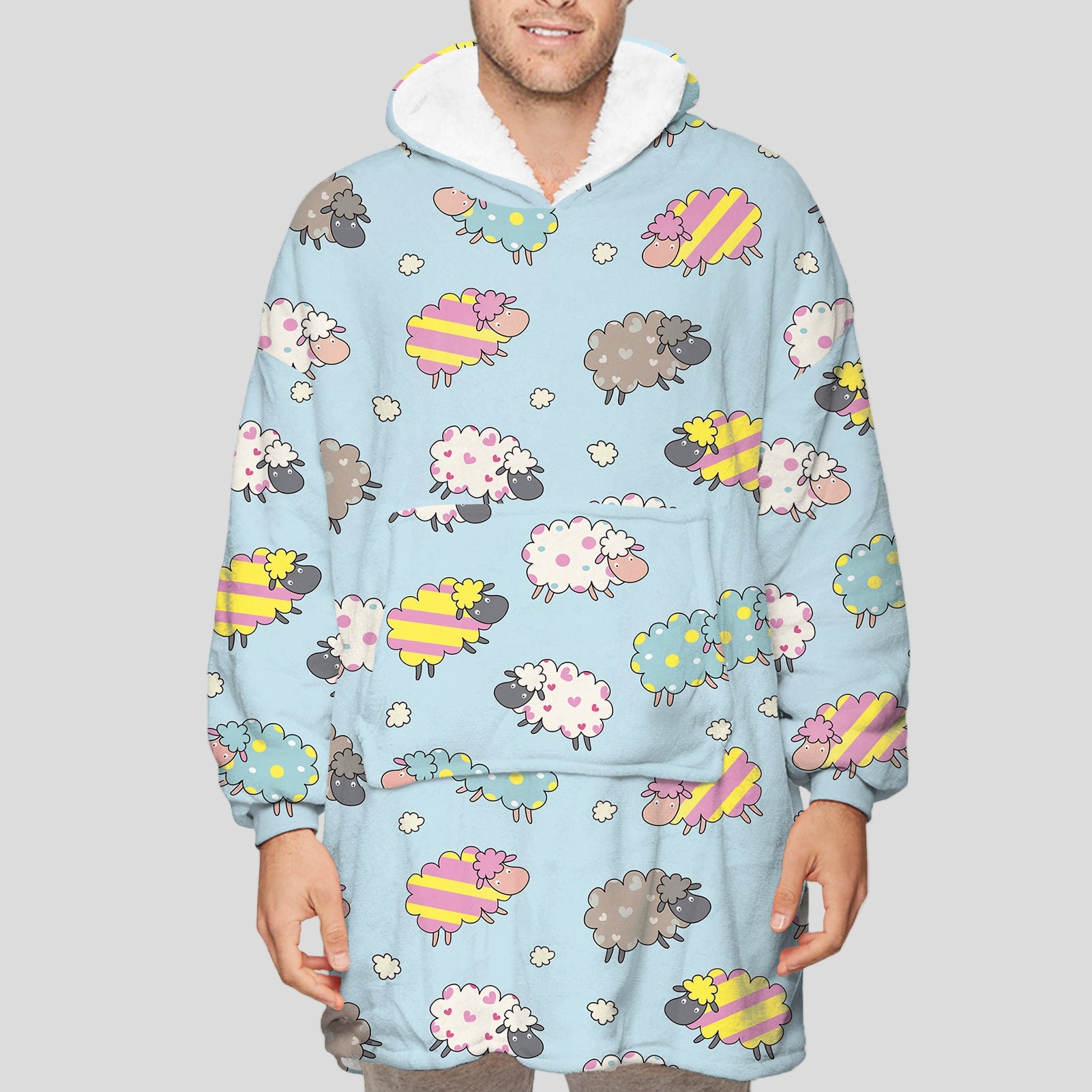 Digital Printing Couple Winter Home Wear Lamb Wool Blanket Sweater Wearable Blanket