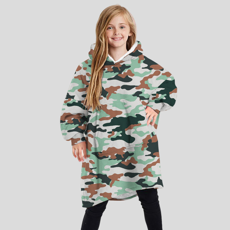 Children's Winter Home Blanket Double-sided Hoodie Pajams