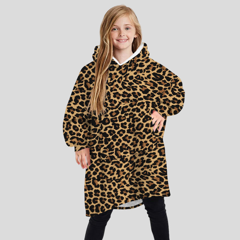 Children's Winter Home Blanket Double-sided Hoodie Pajams