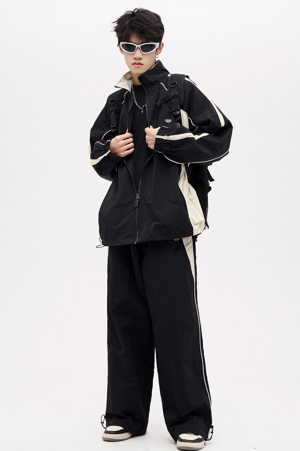 American Vintage Casual Wide Leg Pants Drop Black Sweatpants