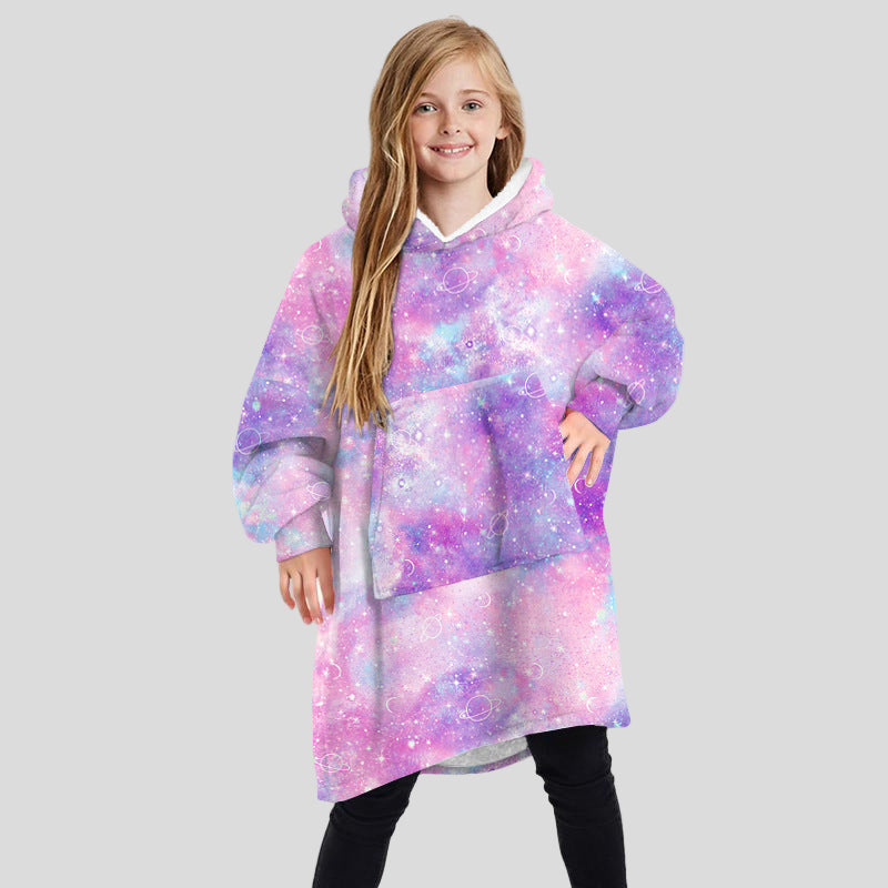 Children's Winter Home Blanket Double-sided Hoodie Pajams