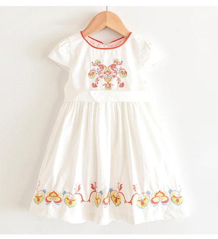 Girl's belted round-neck sleeveless dress