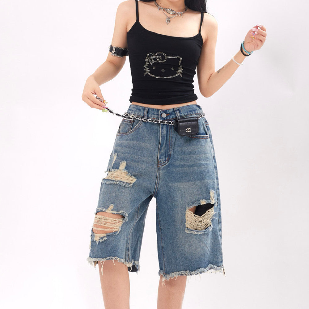 Loose Wash Straight Cropped Pants For Men