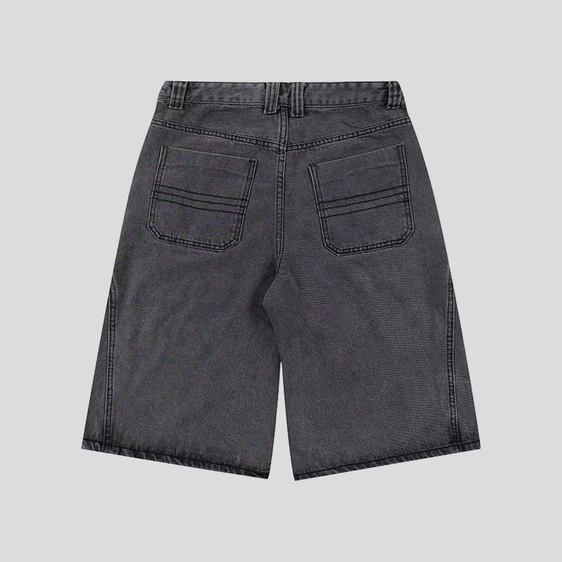 American Retro Cropped Ripped Jeans