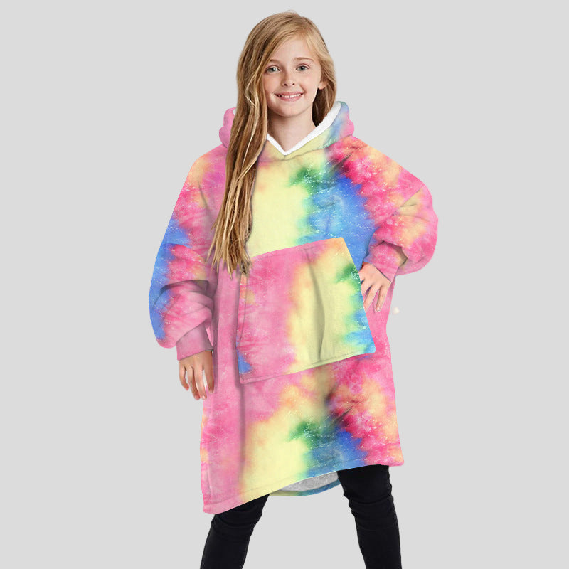 Children's Winter Home Blanket Double-sided Hoodie Pajams