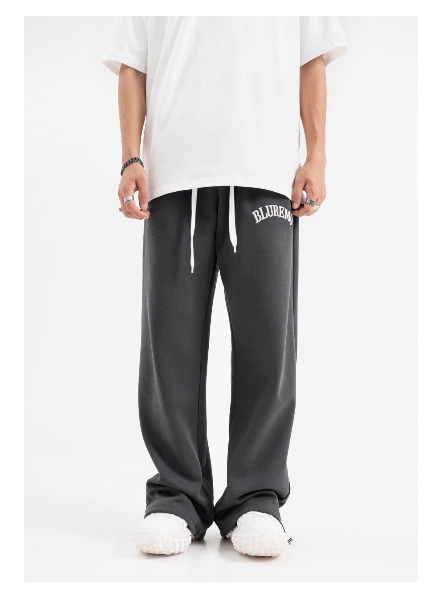 High Street Letter Embroidered Leisure Tappered Drawstring Sweatpants