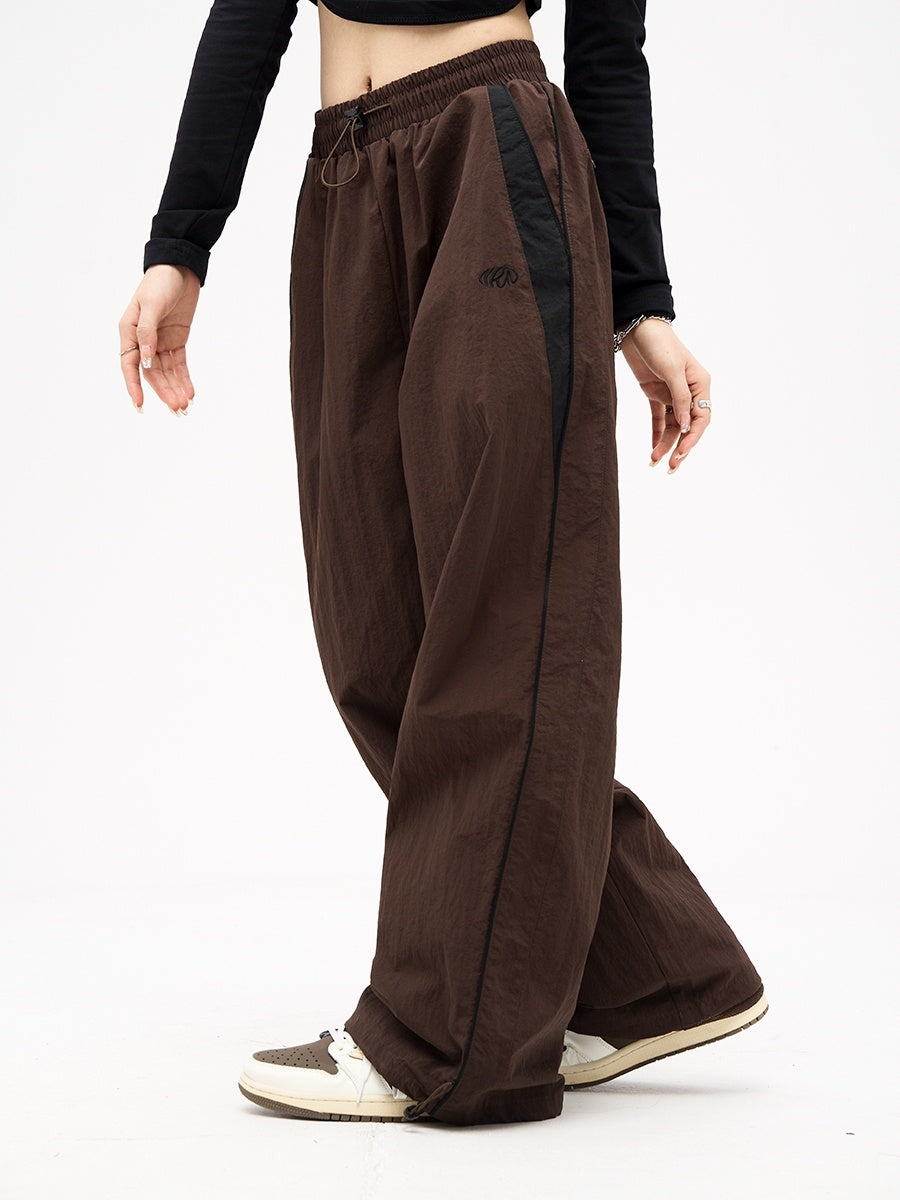 American Vintage Casual Wide Leg Pants Drop Black Sweatpants