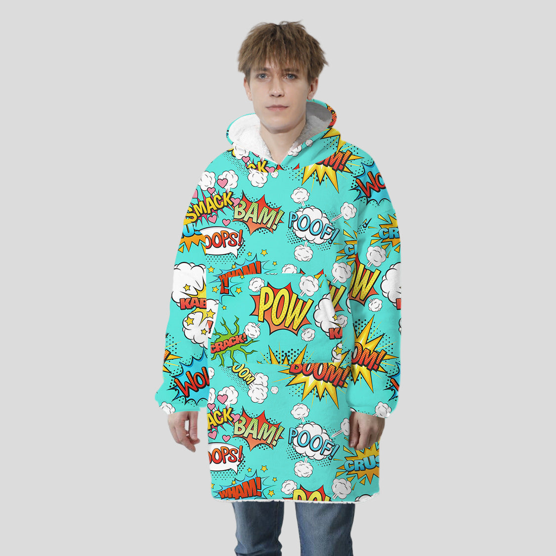 Digital Printing Couple Winter Home Wear Lamb Wool Blanket Sweater Wearable Blanket