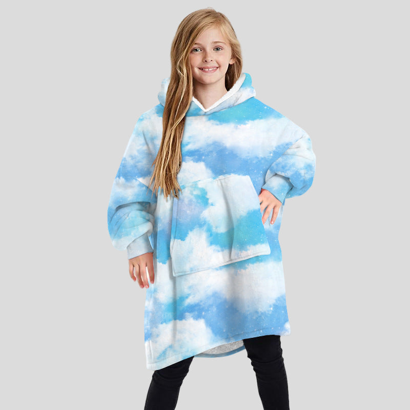Children's Winter Home Blanket Double-sided Hoodie Pajams