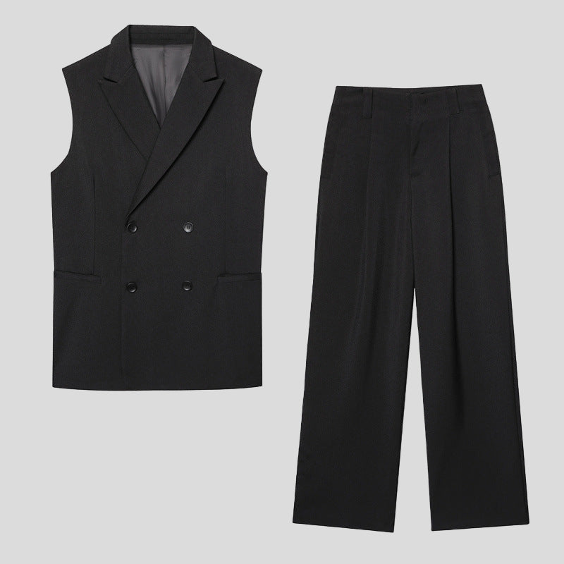 Loose Vest Casual Pleated Pants