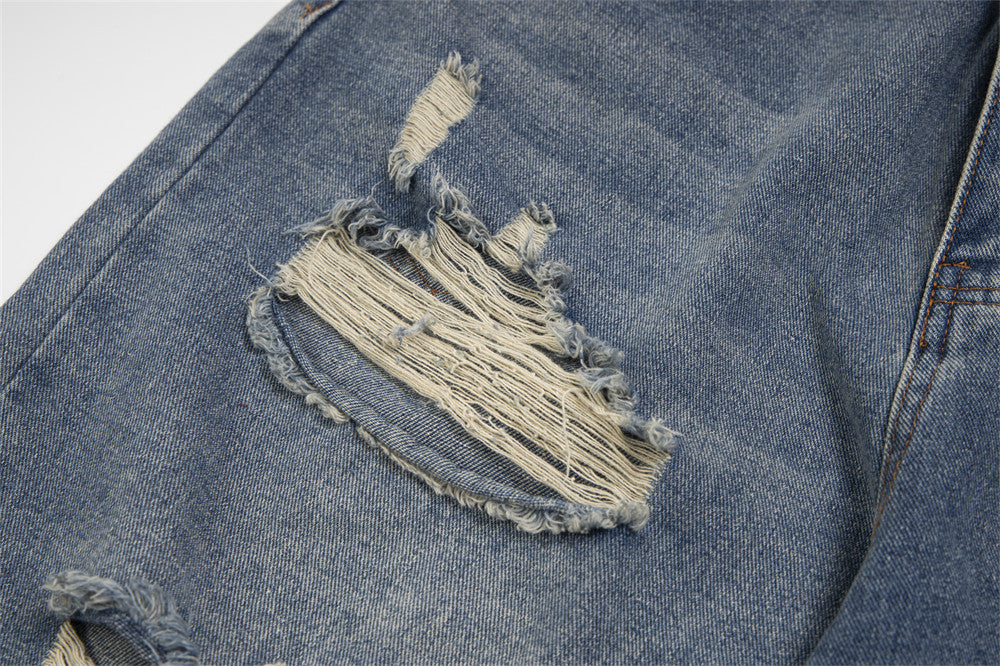 Loose Wash Straight Cropped Pants For Men