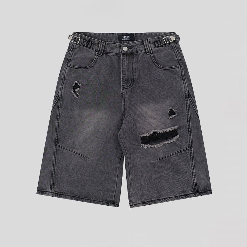 American Retro Cropped Ripped Jeans