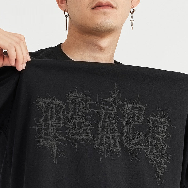 American Foam Puff Print T-shirt Loose Short Sleeve Men