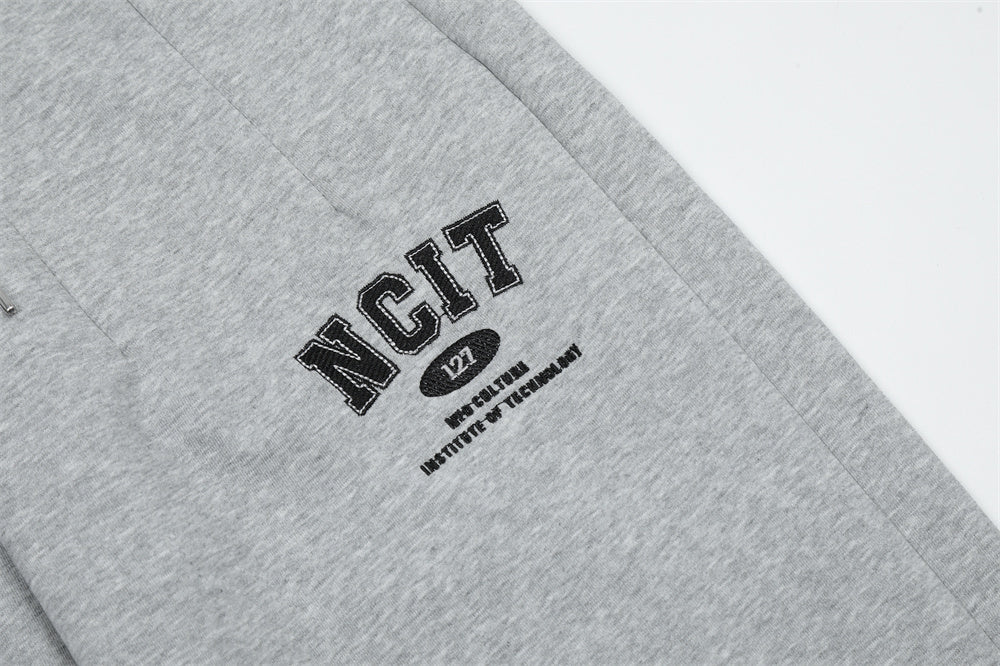 Letter Embroidery Sports Straight Sweatpants Men