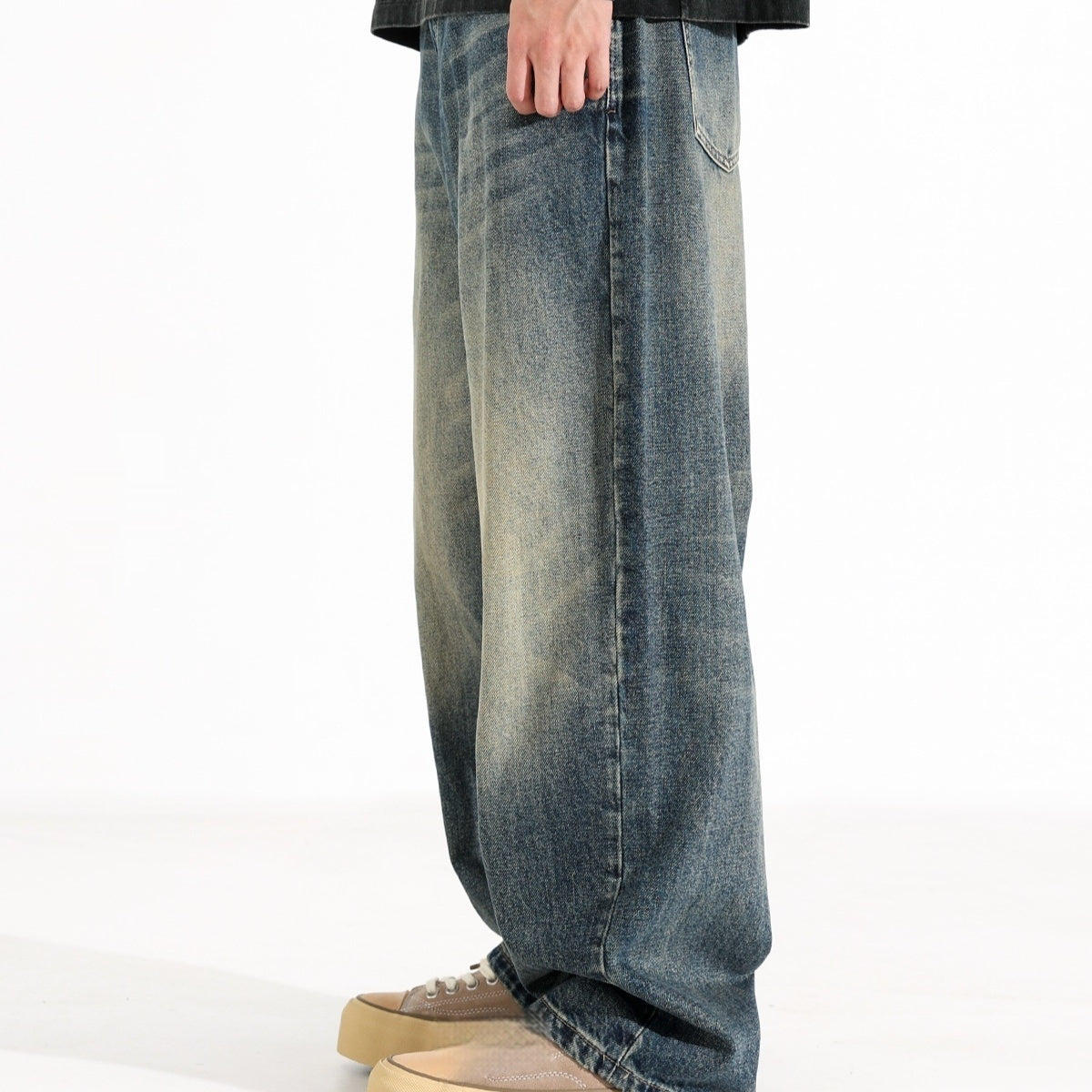 American Retro Hanging Loose Wide Leg Jeans For Men