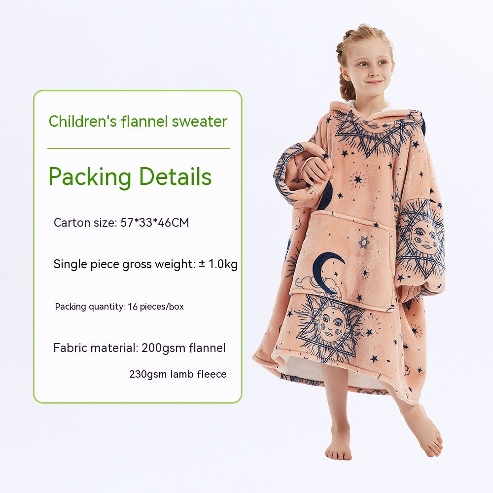 European And American Style Flannel Hooded Lazy Blanket Children Plus Size Cashmere Hoodie