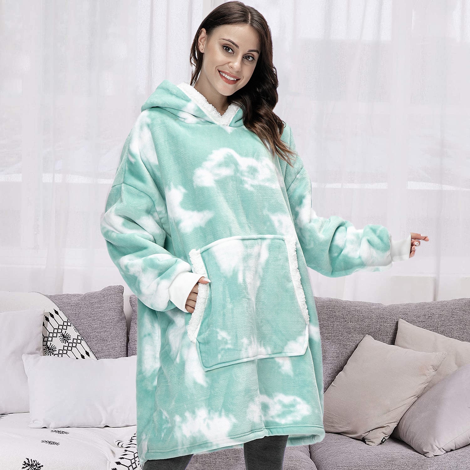Wearable Blanket With Sleeves Winter Pullover Sudadera Mujer
