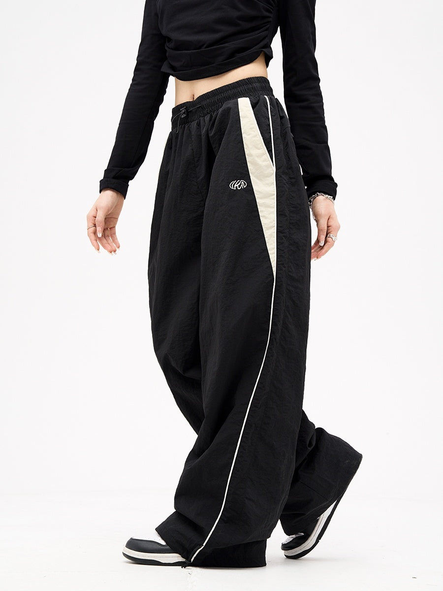 American Vintage Casual Wide Leg Pants Drop Black Sweatpants