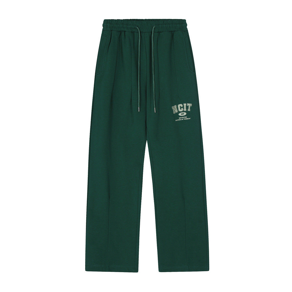 Letter Embroidery Sports Straight Sweatpants Men