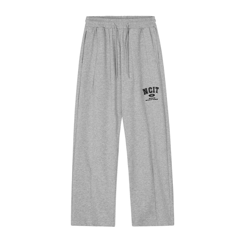 Letter Embroidery Sports Straight Sweatpants Men
