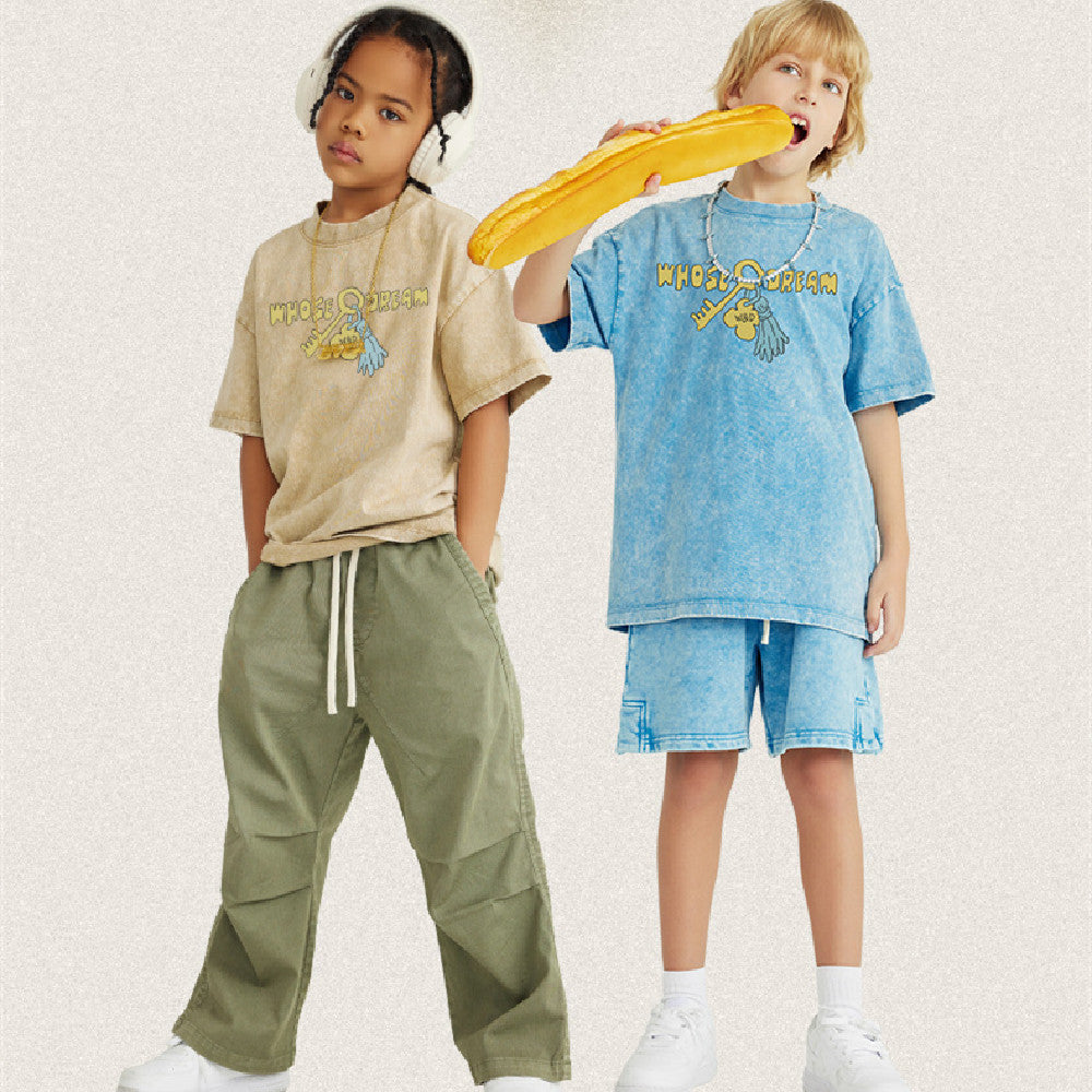 Vintage Printed T Boys And Girls Short Sleeve