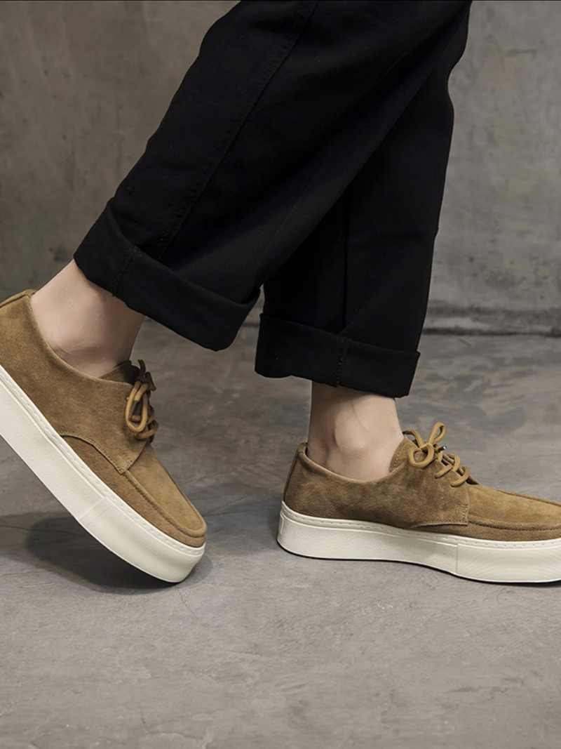 Thick Bottom Hight Increasing Board Suede Lace-up Casual Shoes