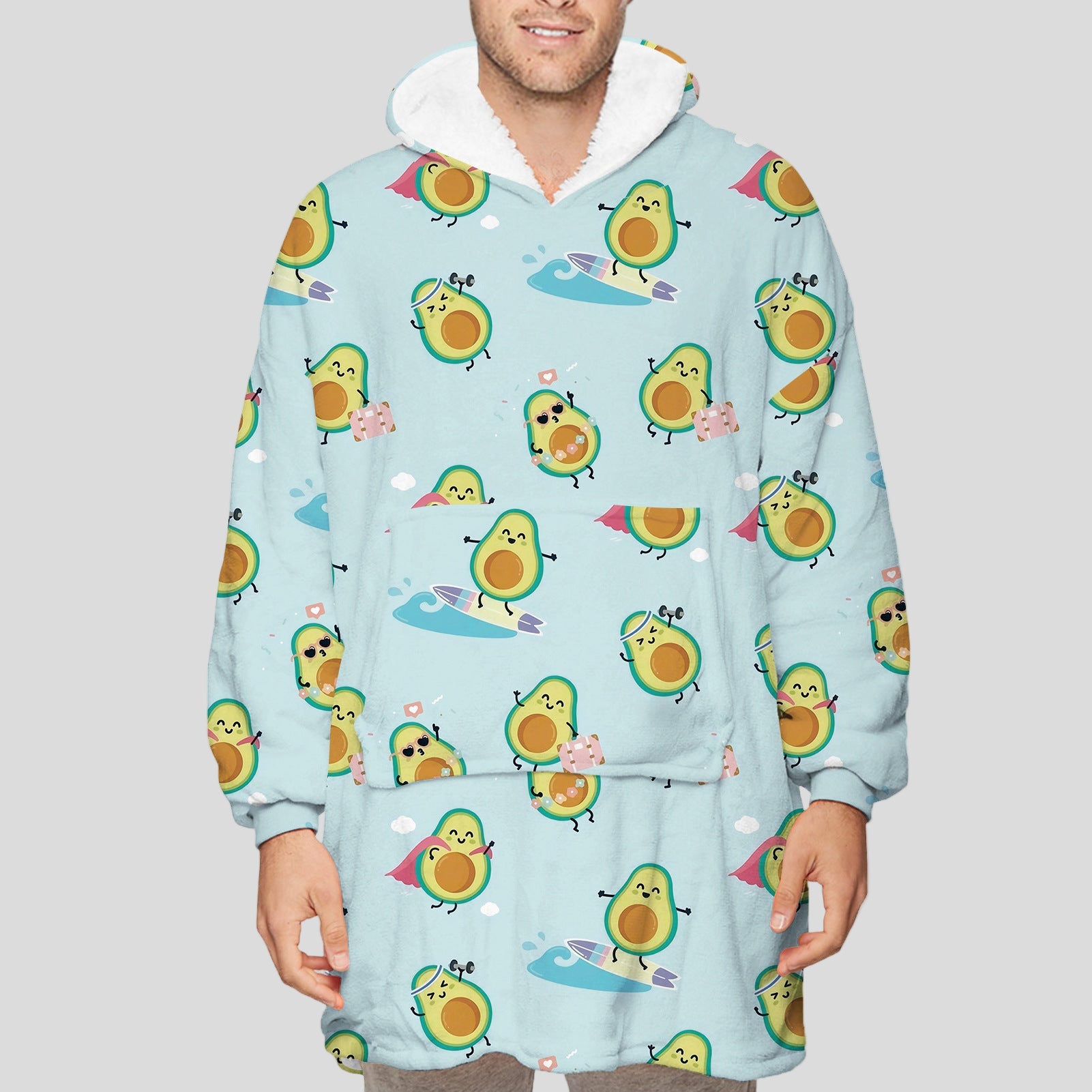 Digital Printing Couple Winter Home Wear Lamb Wool Blanket Sweater Wearable Blanket