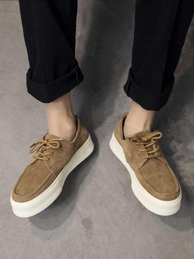 Thick Bottom Hight Increasing Board Suede Lace-up Casual Shoes