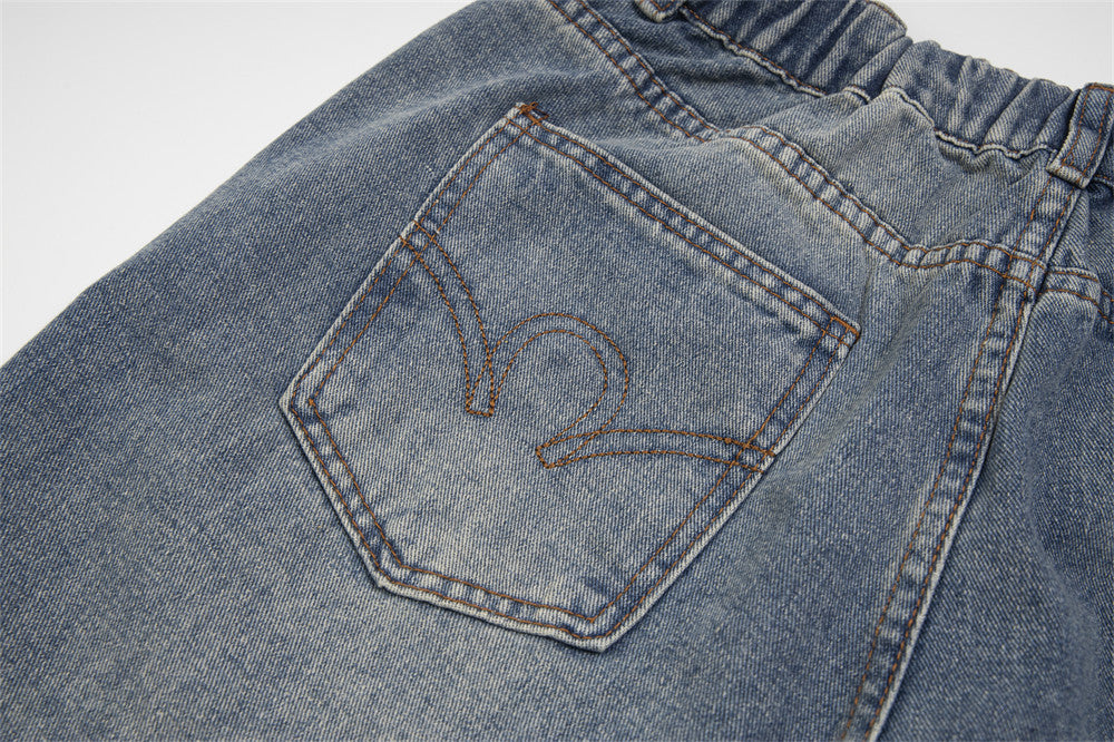 Loose Wash Straight Cropped Pants For Men