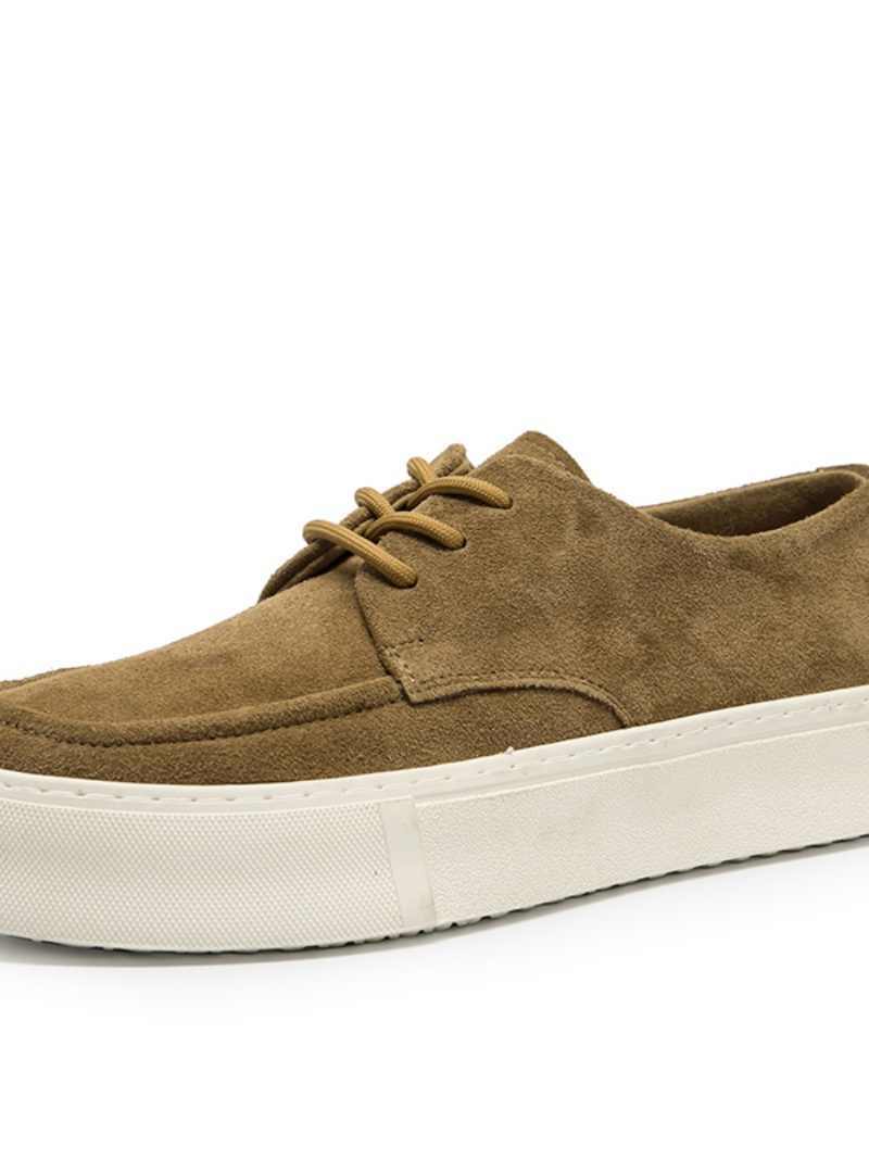 Thick Bottom Hight Increasing Board Suede Lace-up Casual Shoes